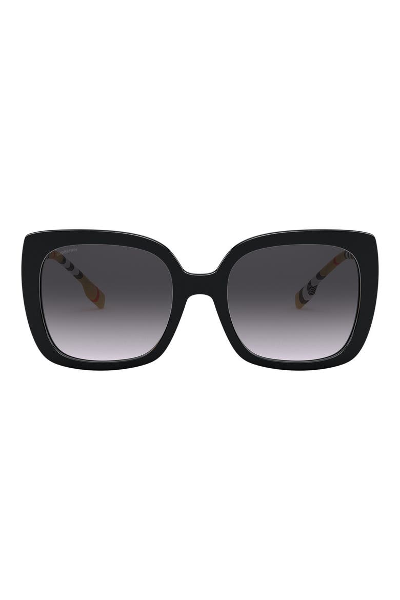 56mm Butterfly Sunglasses, Main, color, BLACK