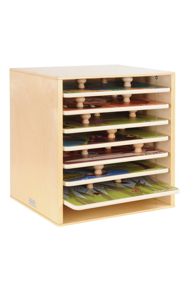 Kaplan Early Learning Company Wood Knob Puzzle Case, Alternate, color, Beige