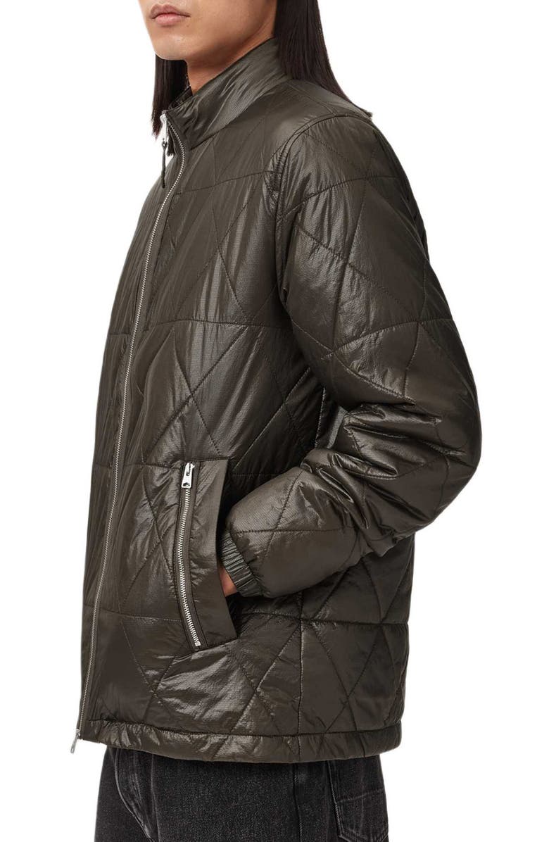AllSaints Tribex Shiny Quilted Nylon Jacket, Alternate, color, Forest Green