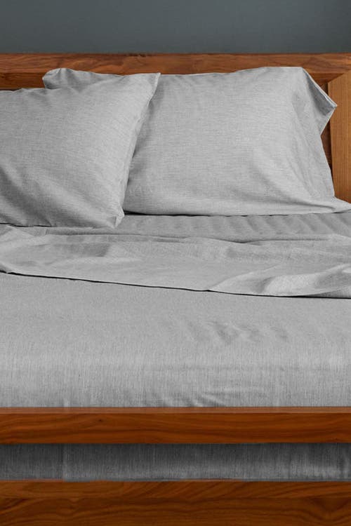 Bedvoyage Melange Viscose Cotton Blend Breathable Bed Sheets In Silver