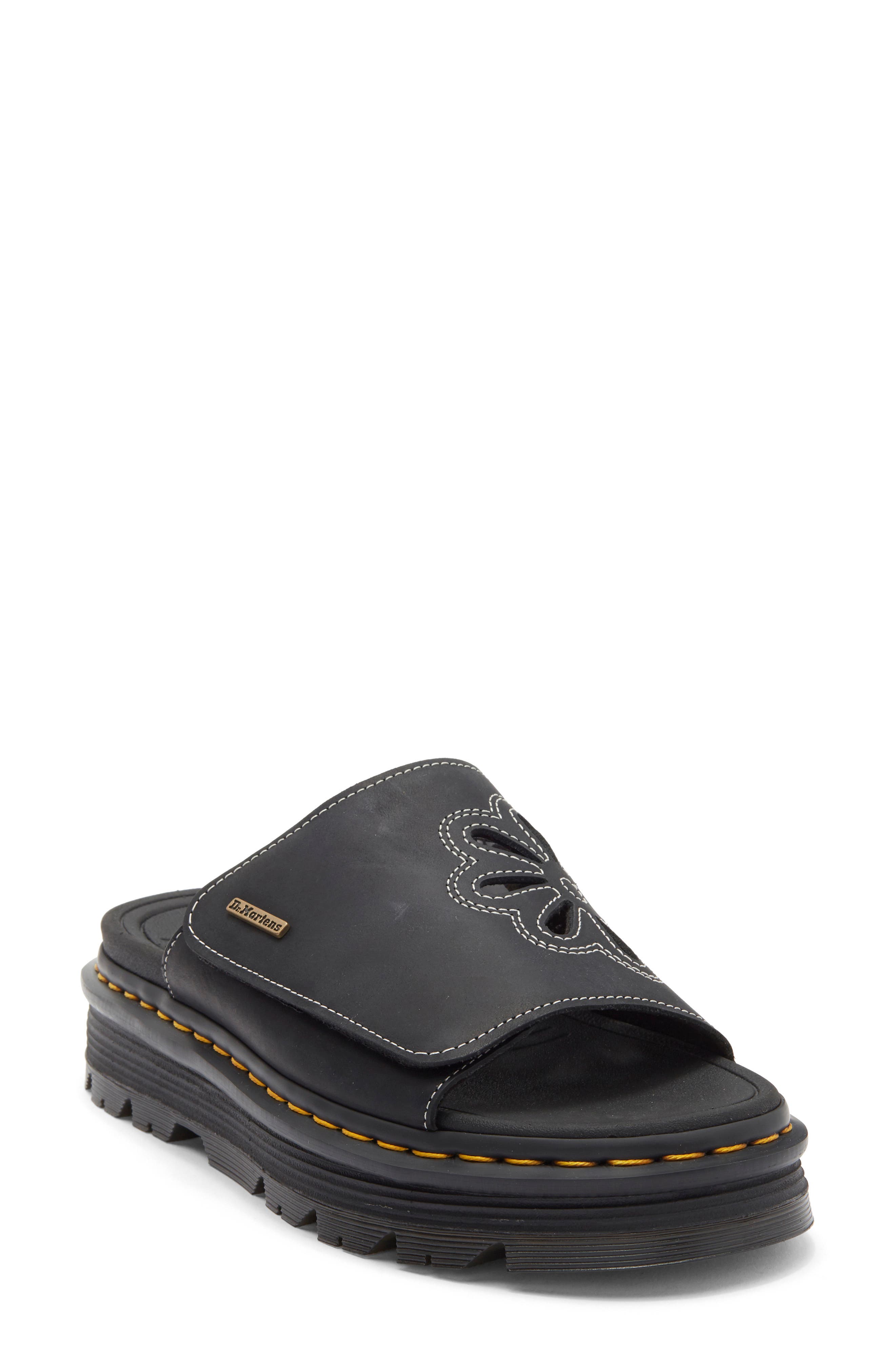 Dr. Martens ZebZag Flower Slide Sandal, Main, color, Black