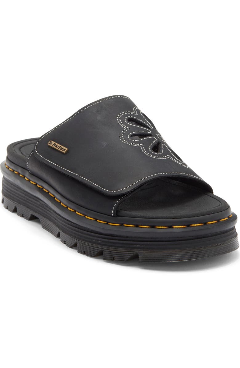Dr. Martens ZebZag Flower Slide Sandal, Main, color, Black
