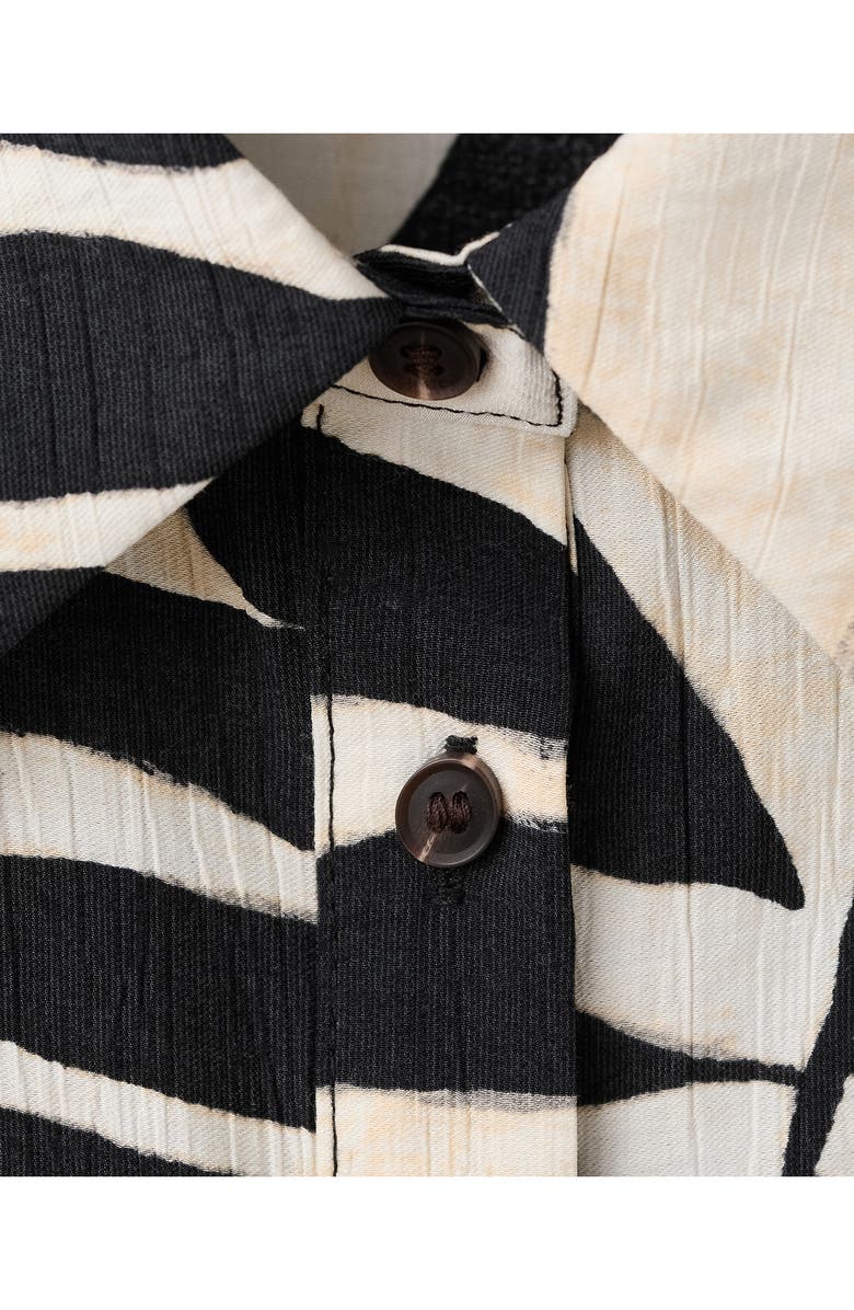MANGO Print Button-Up Roll Cuff Shirt, Alternate, color, Ecru