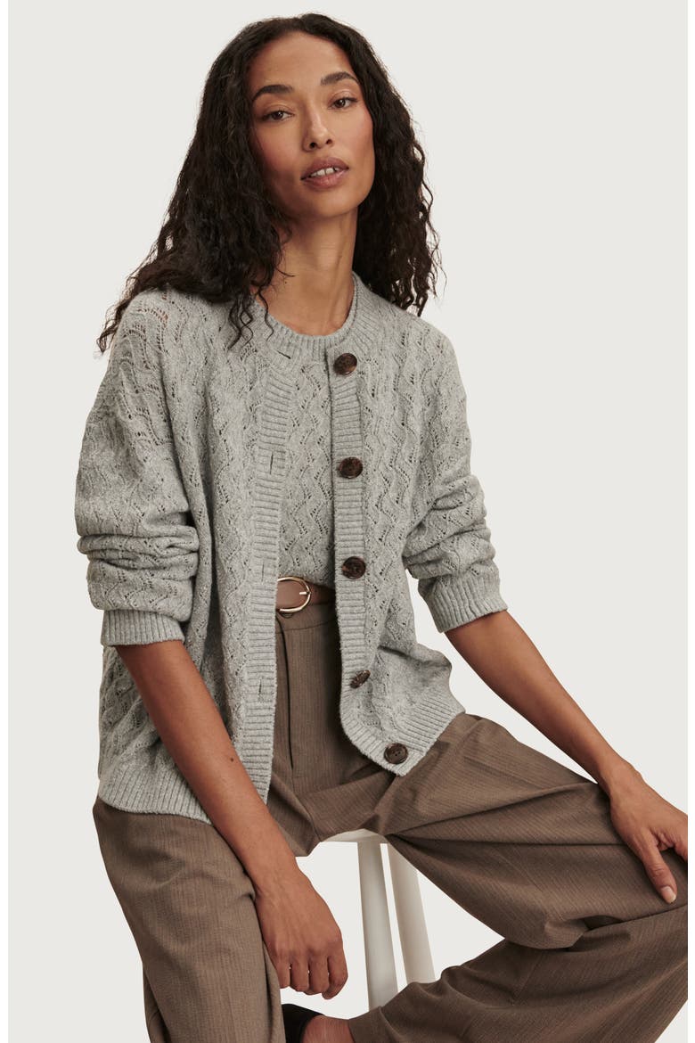 Hossler Pointelle Cardigan, Alternate, color, GREY