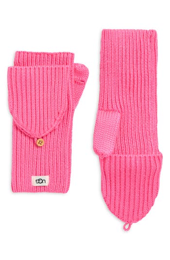 Ugg ® Cozy Ribbed Knit Flip Mittens In Pink