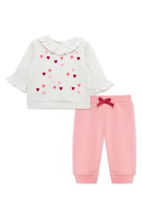 Hearts Active Ruffle Sweatshirt & Pants Set (Baby)