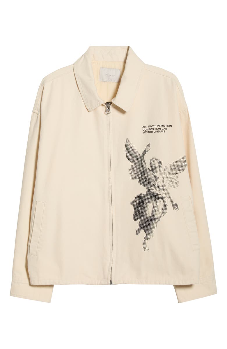 PacSun Artifacts in Motion Crop Cotton Jacket, Alternate, color, Cream