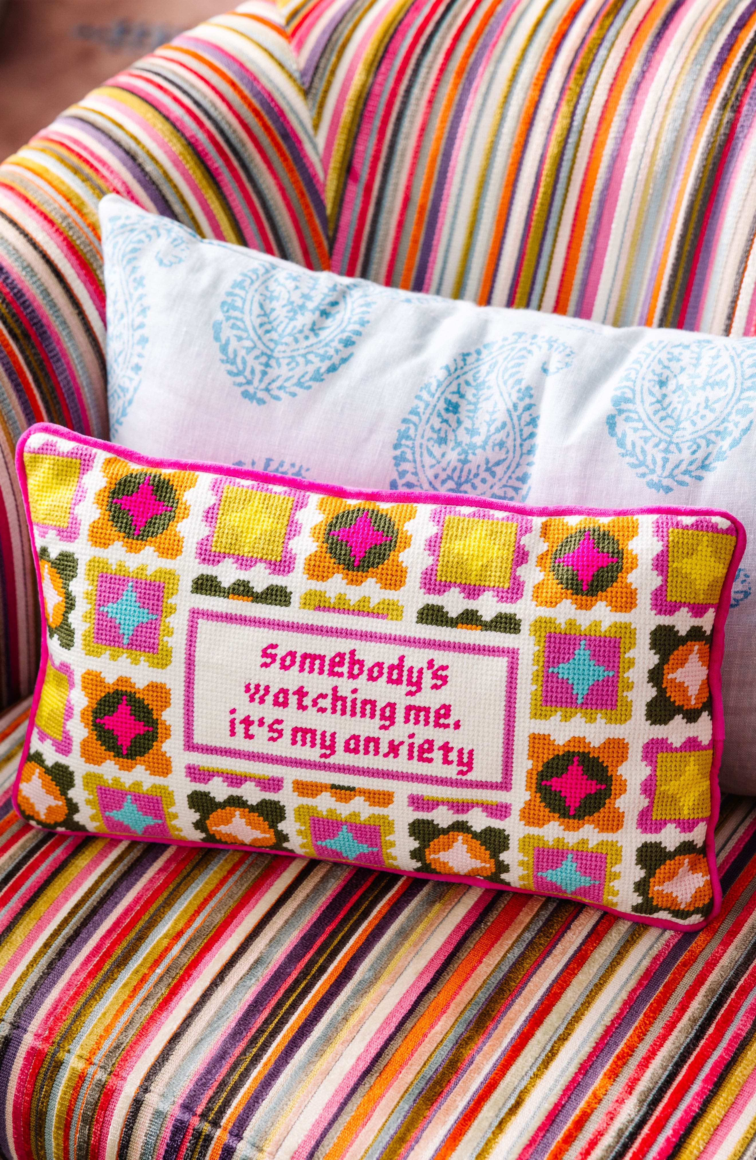 Furbish Studio Firework Needlepoint Pillow