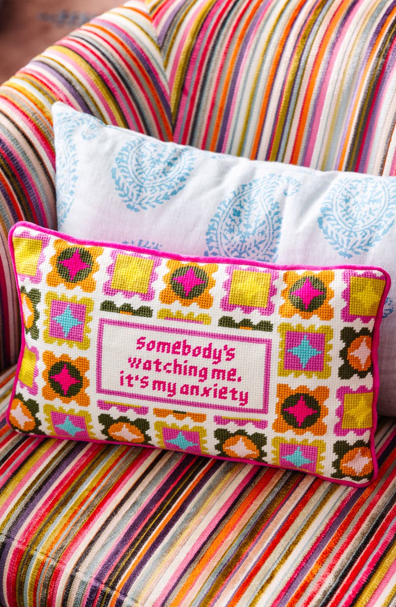 Furbish Watching Me Needlepoint Pillow, Alternate, color, Watching Me