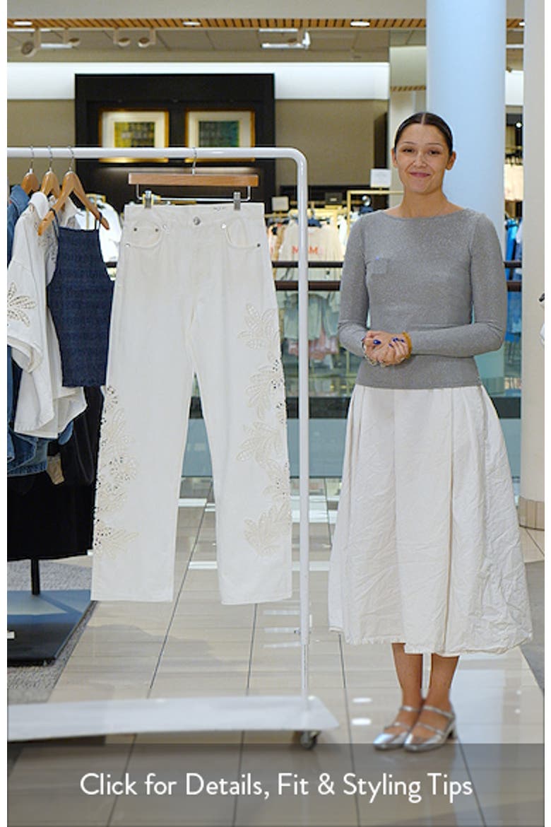 Shea Floral Eyelet High Rise Straight Leg Jeans video
