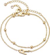 Adornia 2-Piece Initial Bead Chain Bracelet Set