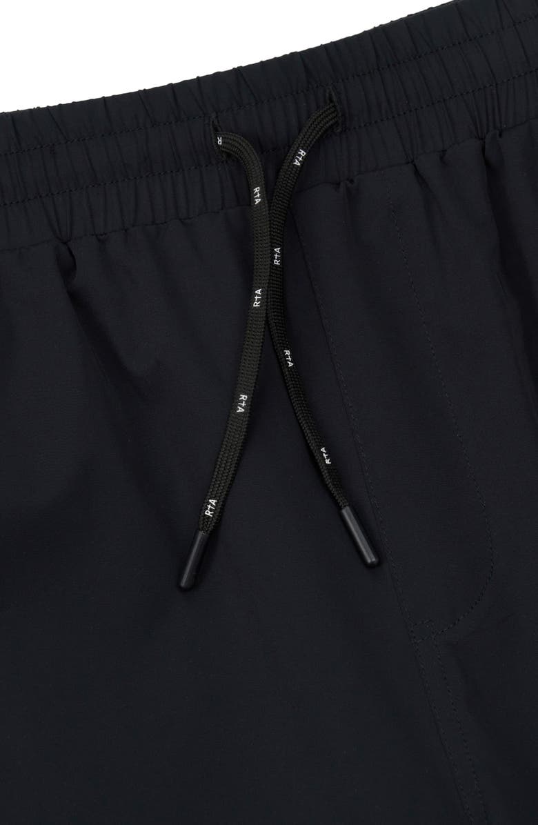 RtA Mark Stretch Nylon Swim Trunks, Alternate, color, Black/ Old English
