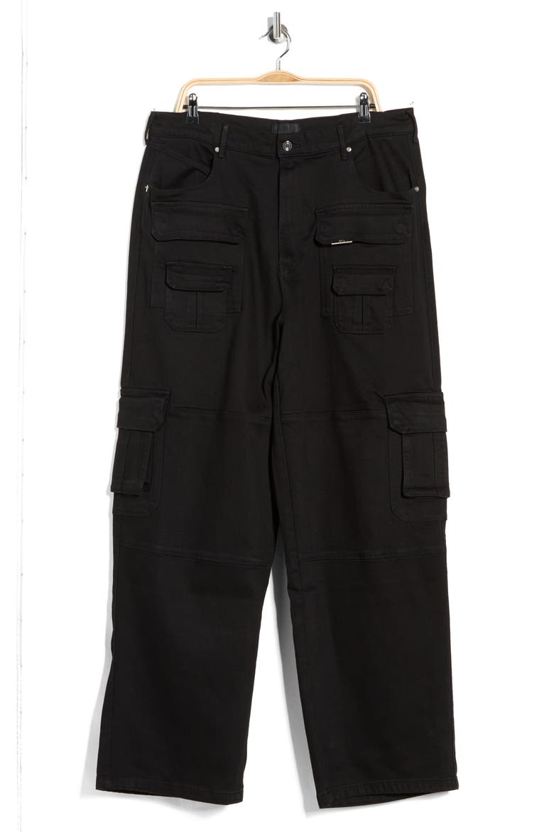 Roman Wide Leg Cargo Jeans, Alternate, color, BLACK
