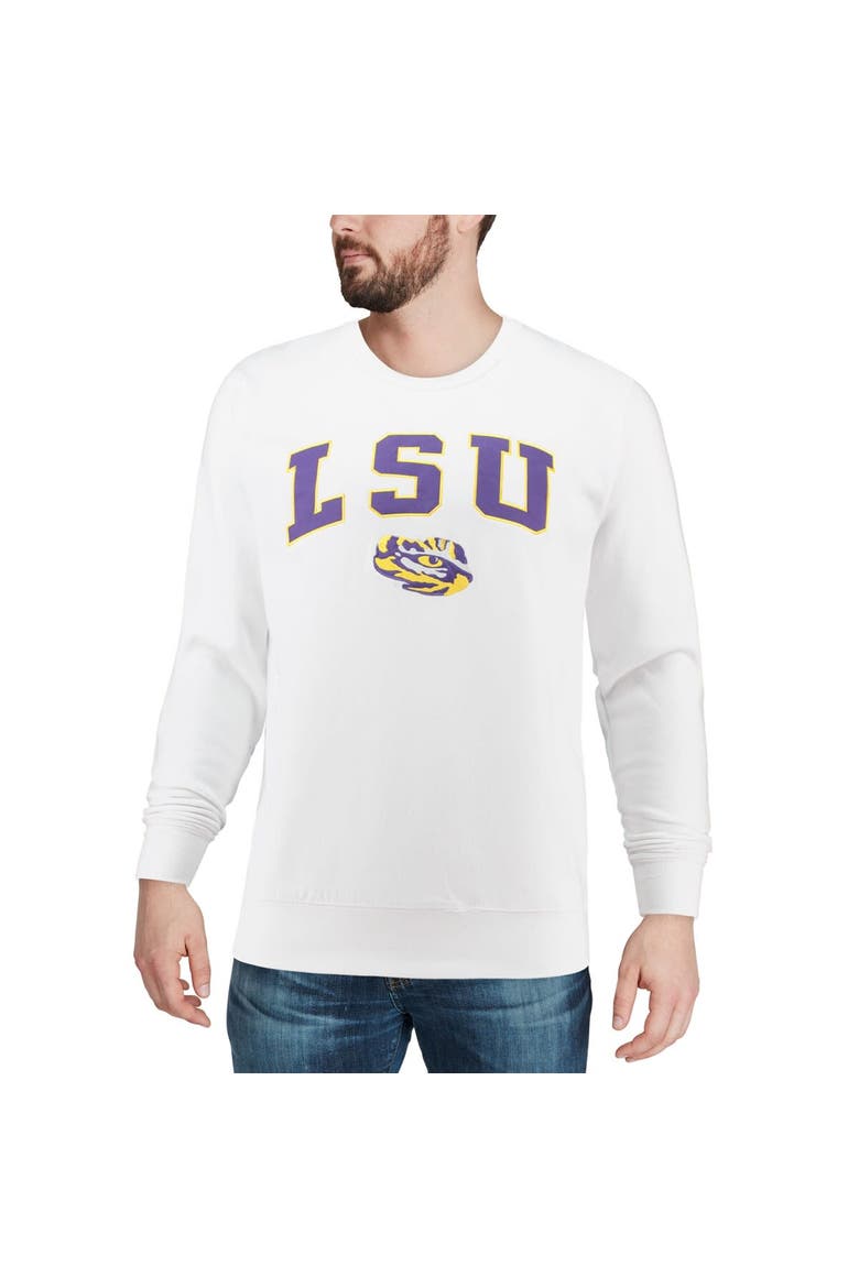 Men's Colosseum White LSU Tigers Arch & Logo Crew Neck Sweatshirt, Alternate, color, White