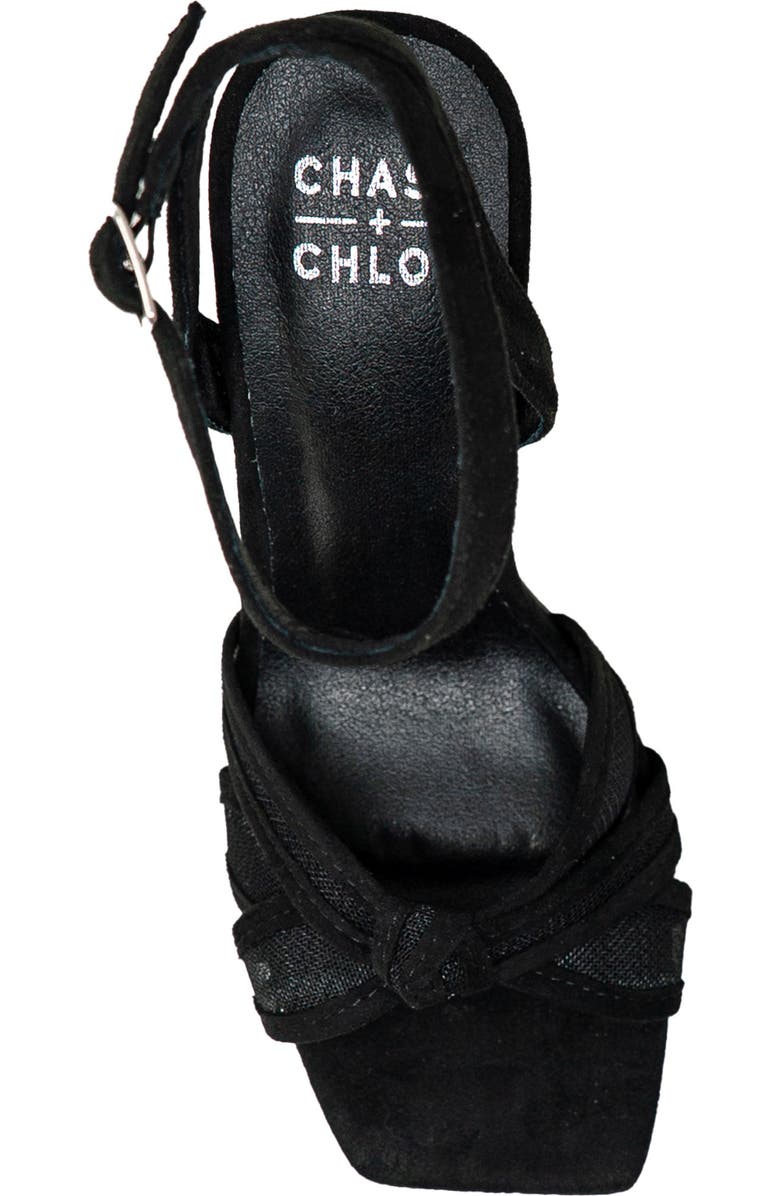 CHASE AND CHLOE Gemini Knot Mesh Sandal, Alternate, color, Black