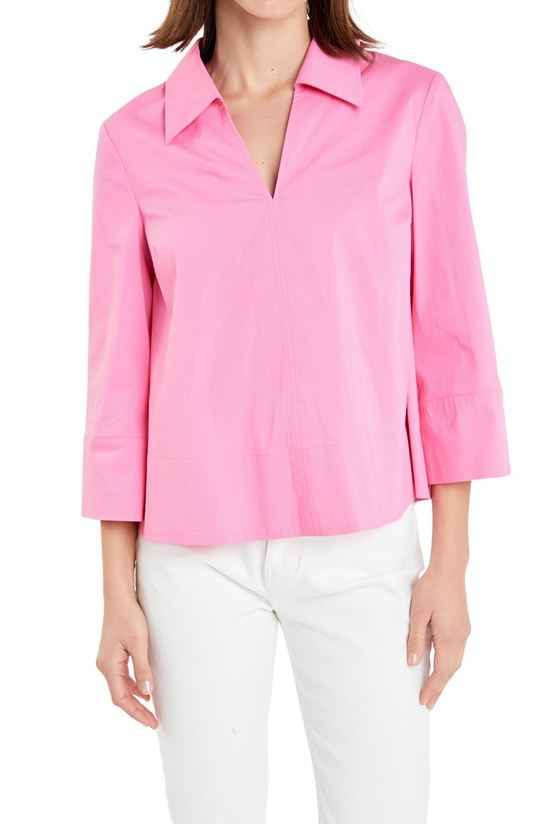 Johnny Collar A-Line Shirt, Alternate, color, PINK
