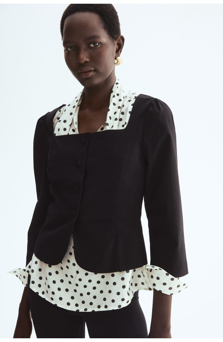 H&M Square-neck Blazer, Alternate, color, Black