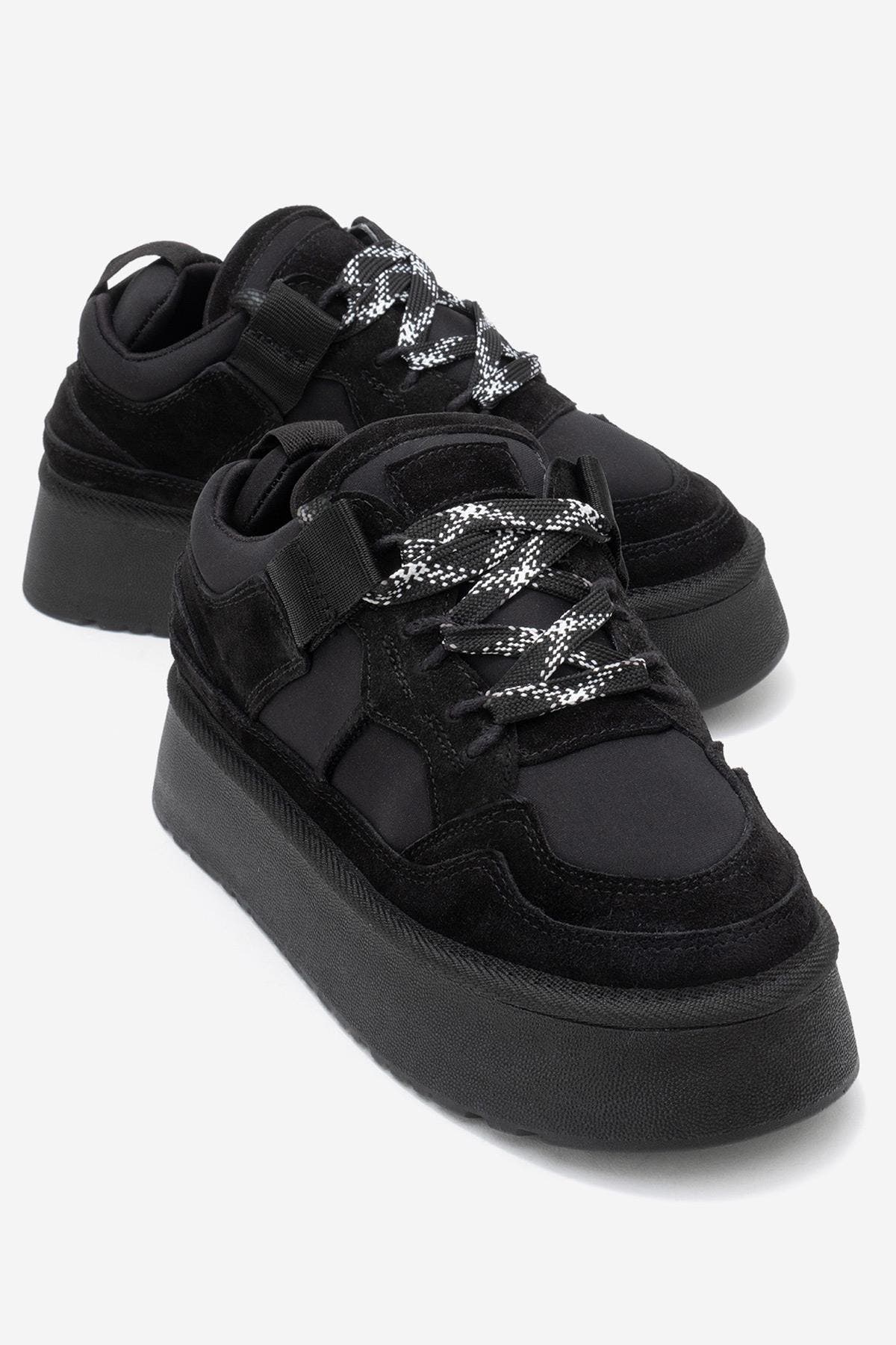 Forever & Always Shoes Riven Leather Platform Sneaker, Alternate, color, Black Suede