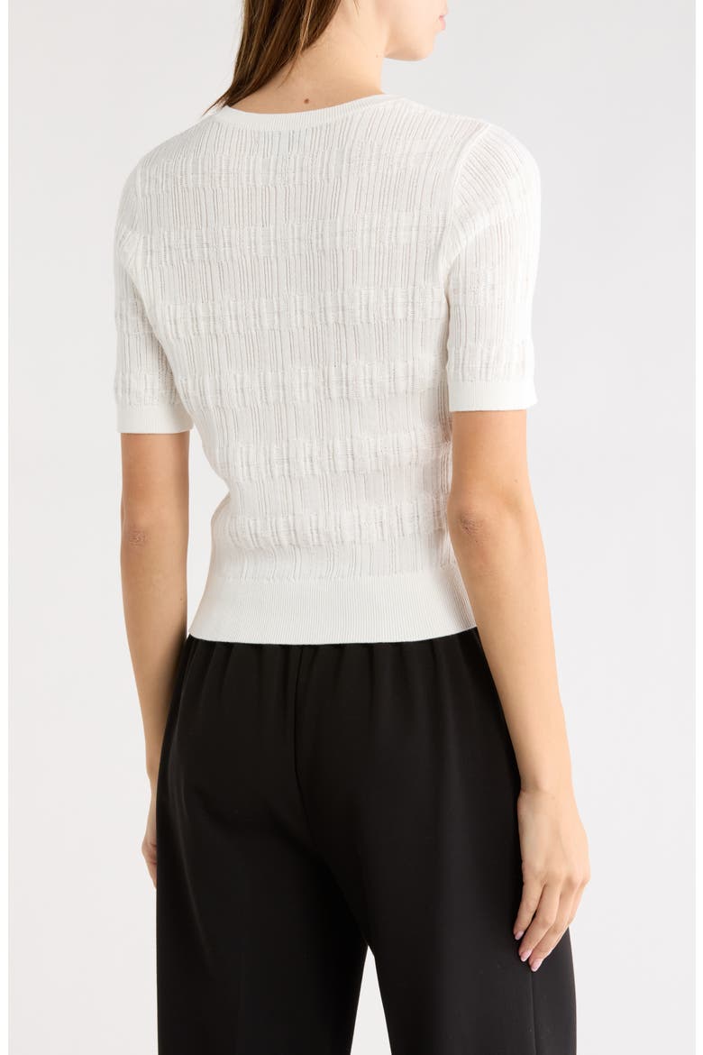 Ren Plaid Crewneck Short Sleeve Sweater, Alternate, color, CHALK