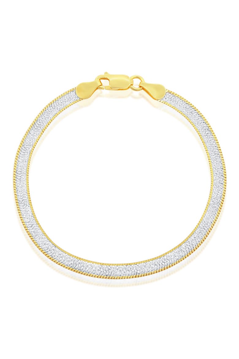 Two-Tone Sterling Silver Herringbone Chain Bracelet, Main, color, SILVER/ GOLD
