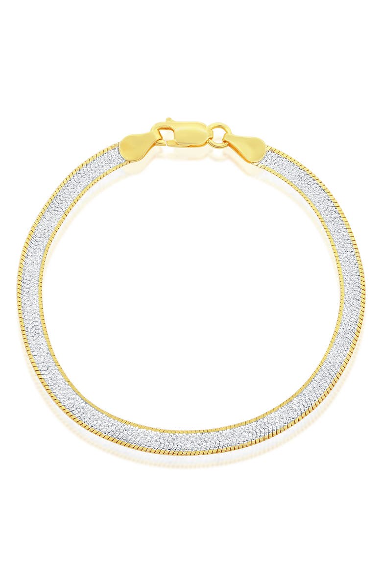 SIMONA Two-Tone Sterling Silver Herringbone Chain Bracelet, Main, color, Silver/ Gold