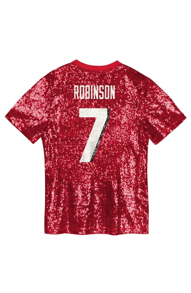 Outerstuff Girls Youth Bijan Robinson Red Atlanta Falcons Sequin V-Neck Fashion Jersey, Alternate, color, Red