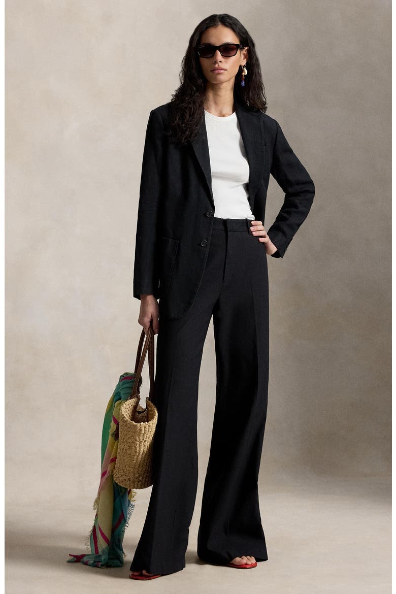 Beaton Stretch Cotton Wide Leg Pants, Alternate, color, POLO BLACK