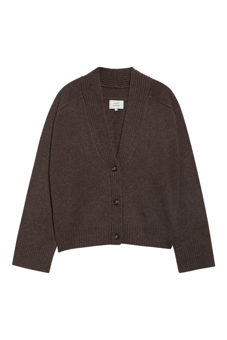 Kaia Cashmere V-neck Cardigan, Alternate, color, COFFEE