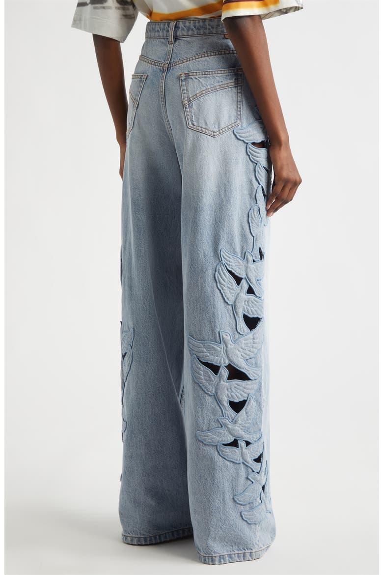 Alchemy Appliqué Relaxed Flare Leg Jeans, Alternate, color, SEA FOAM