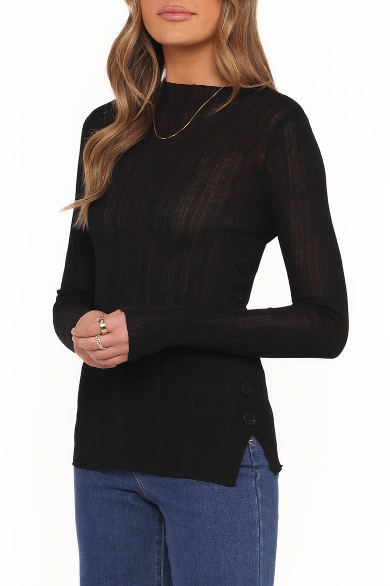 Delphine Fine Rib Knit Top, Alternate, color, BLACK