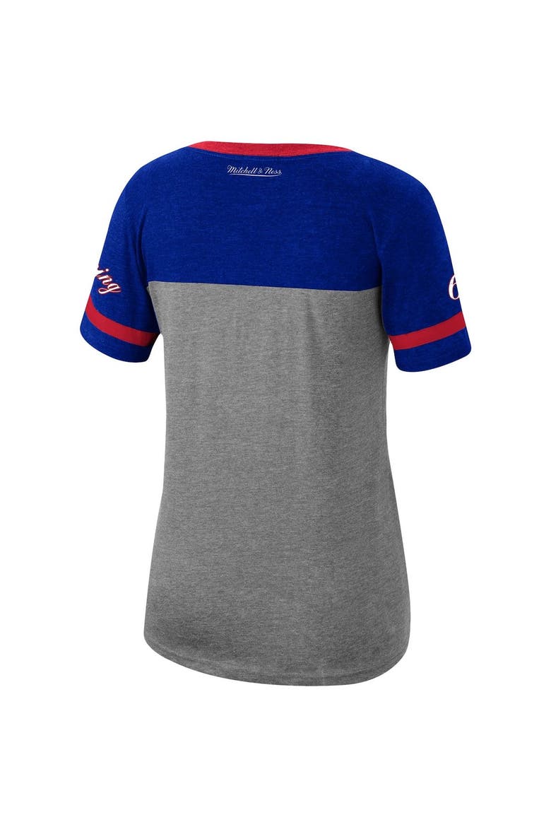 Women's Mitchell & Ness Julius Erving Heathered Charcoal Philadelphia 76ers Team Captain V-Neck T-Shirt, Alternate, color, Heather Charcoal