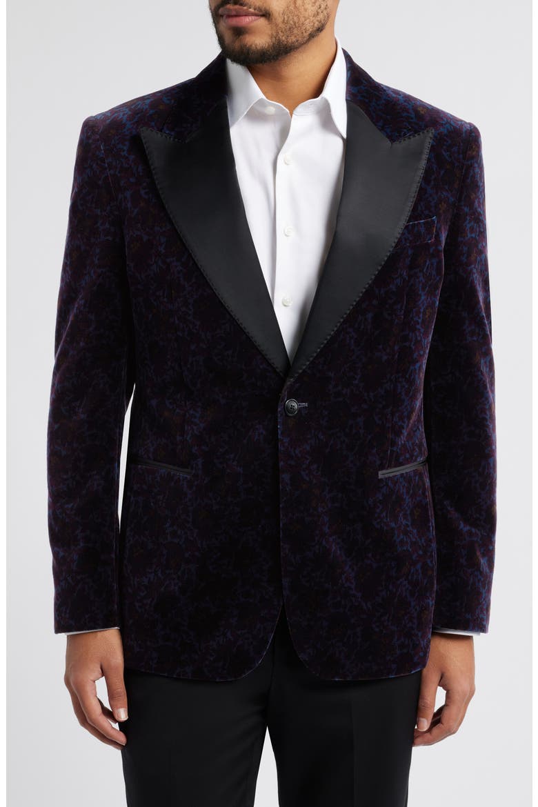 Broadway Floral Velvet Dinner Jacket, Main, color, NAVY