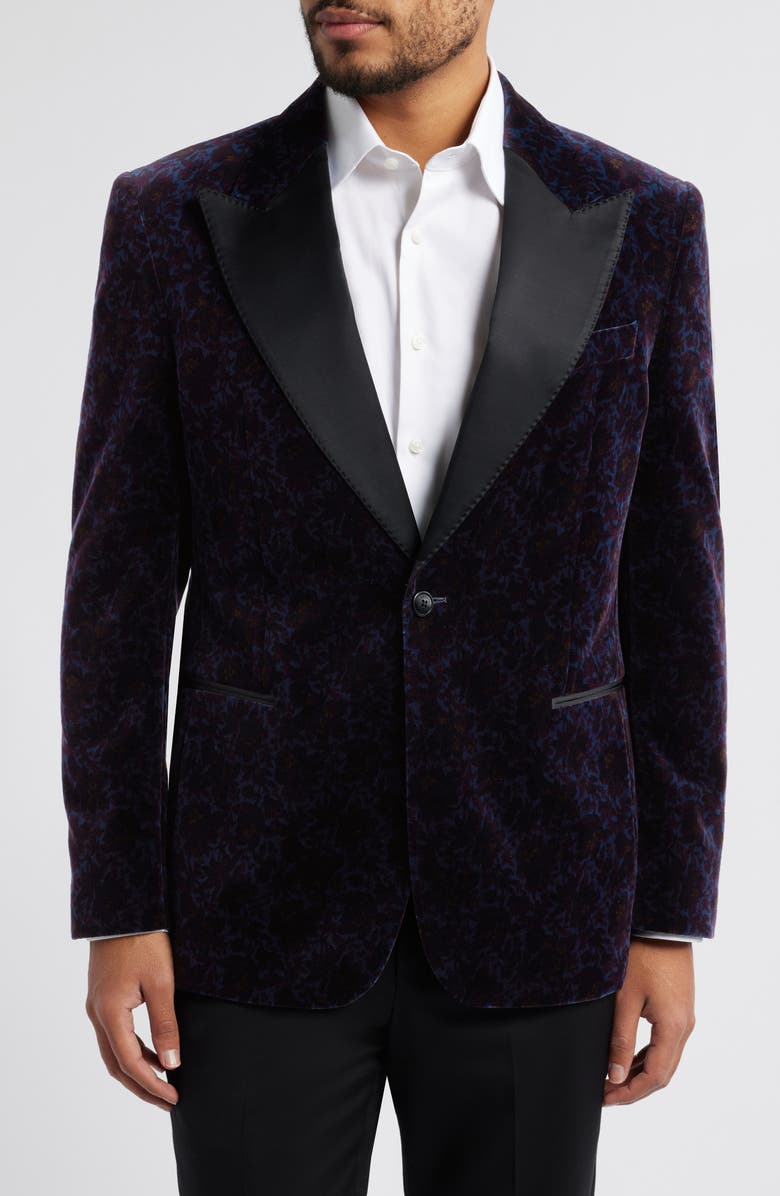 Zanella Broadway Floral Velvet Dinner Jacket, Main, color, Navy