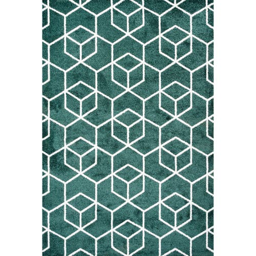 Jonathan Y Tumbling Blocks Modern Geometric Area Rug In Green/white