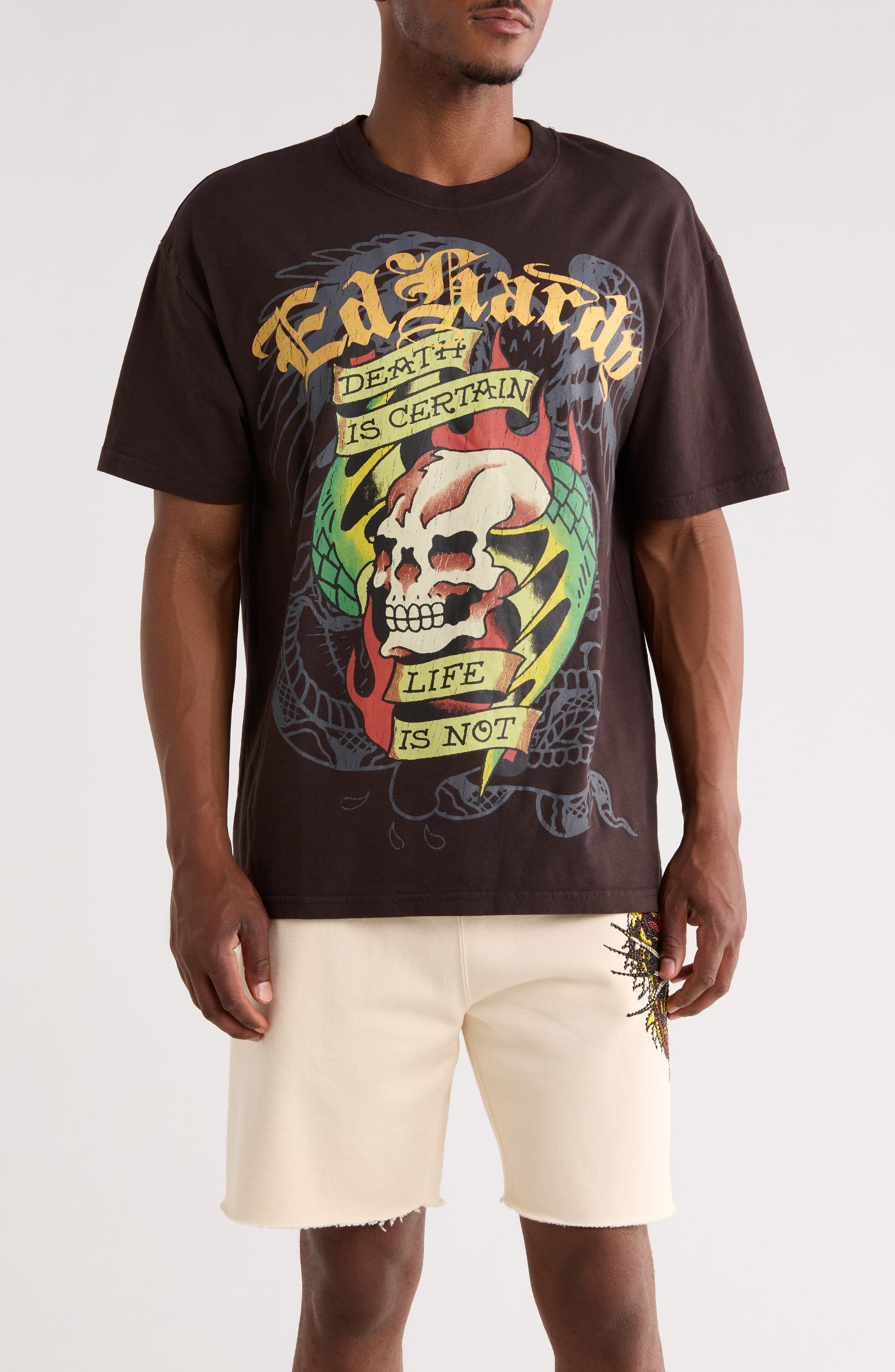 Ed Hardy Wing Skull Cotton Graphic T-Shirt