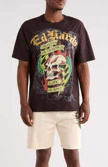Wing Skull Cotton Graphic T-Shirt