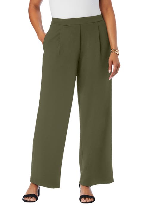 Stretch Knit Crepe Wide Leg Pant (Plus Available)