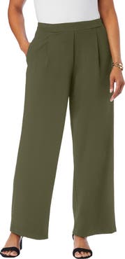 Jessica London Stretch Knit Crepe Wide Leg Pant