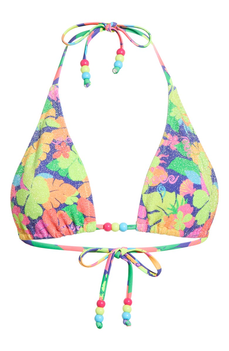 Kulani Kinis Classic Tie Halter Bikini Top, Alternate, color, Neon Sunset
