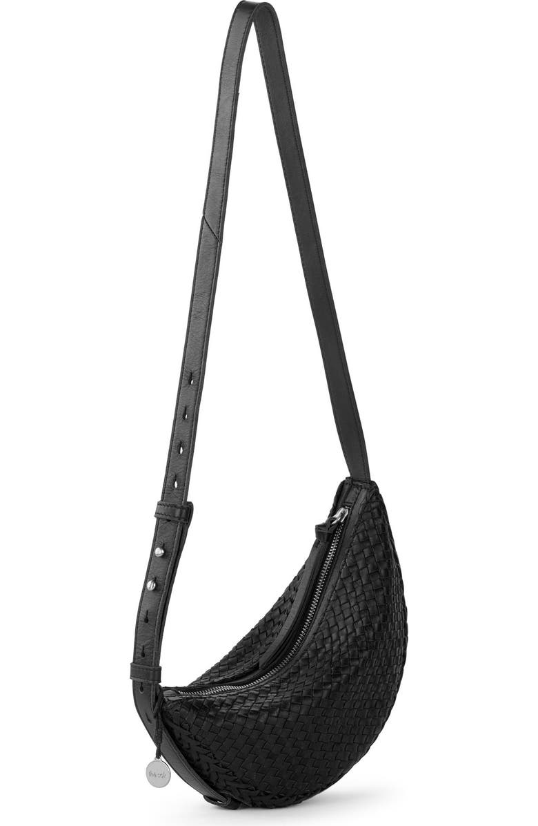 The Sak Tess Sling Leather Bag, Alternate, color, Woven Black