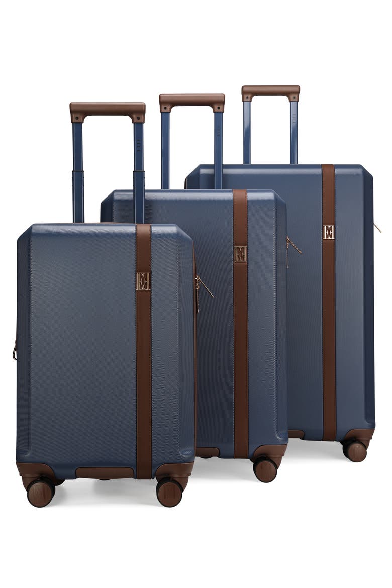 Luxe Journey 3 Piece Expandable Retro Spinner Luggage Set, Main, color, Navy
