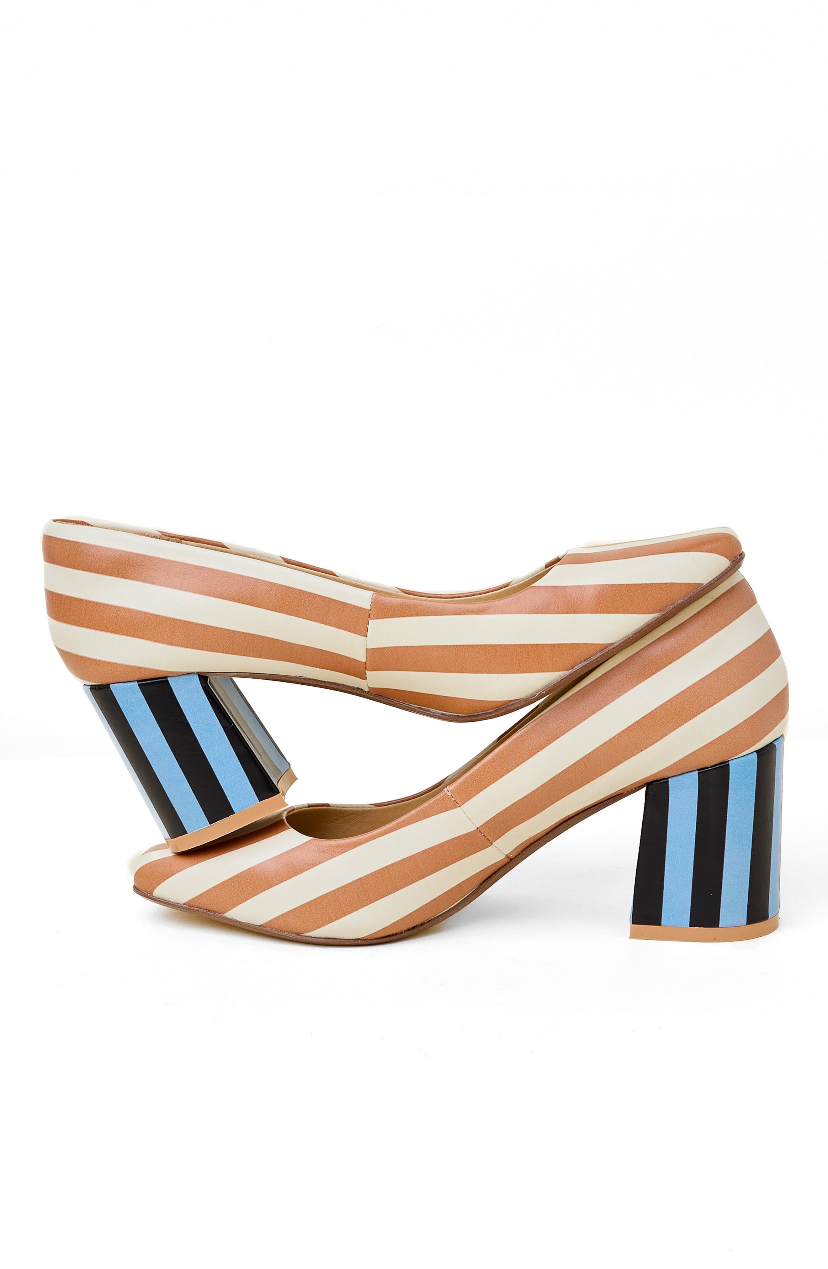Charlotte Stone Estee Multicolor Square Toe Pump, Alternate, color, Camel Stripe