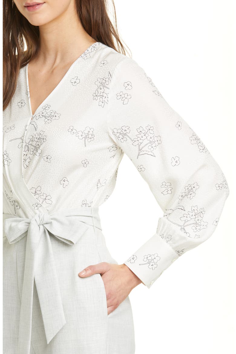 Floral Mixed Media Jumpsuit, Alternate, color, SNOW COMBO