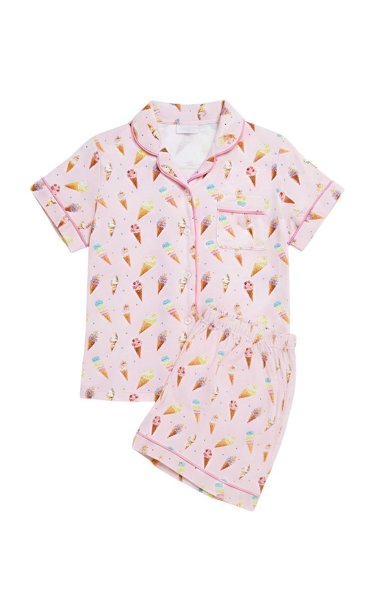 Preppy Goose Ice Cream Print Short Sleeve Jersey PJ, Main, color, Pink Multi