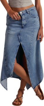Free People Aquarius Handkerchief Denim Skirt