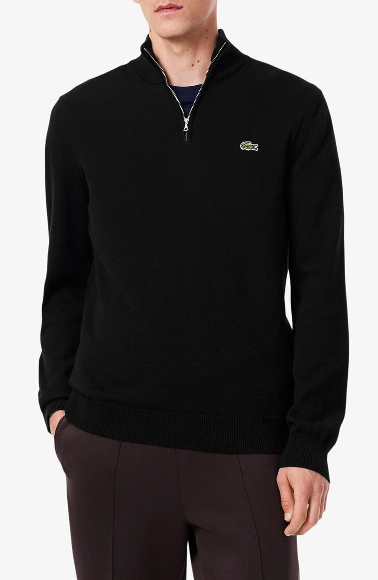 Lacoste Regular Fit Quarter Zip Sweater, Main, color, Noir