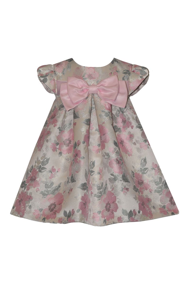 Bow Jacquard Trapeze Party Dress, Main, color, PINK