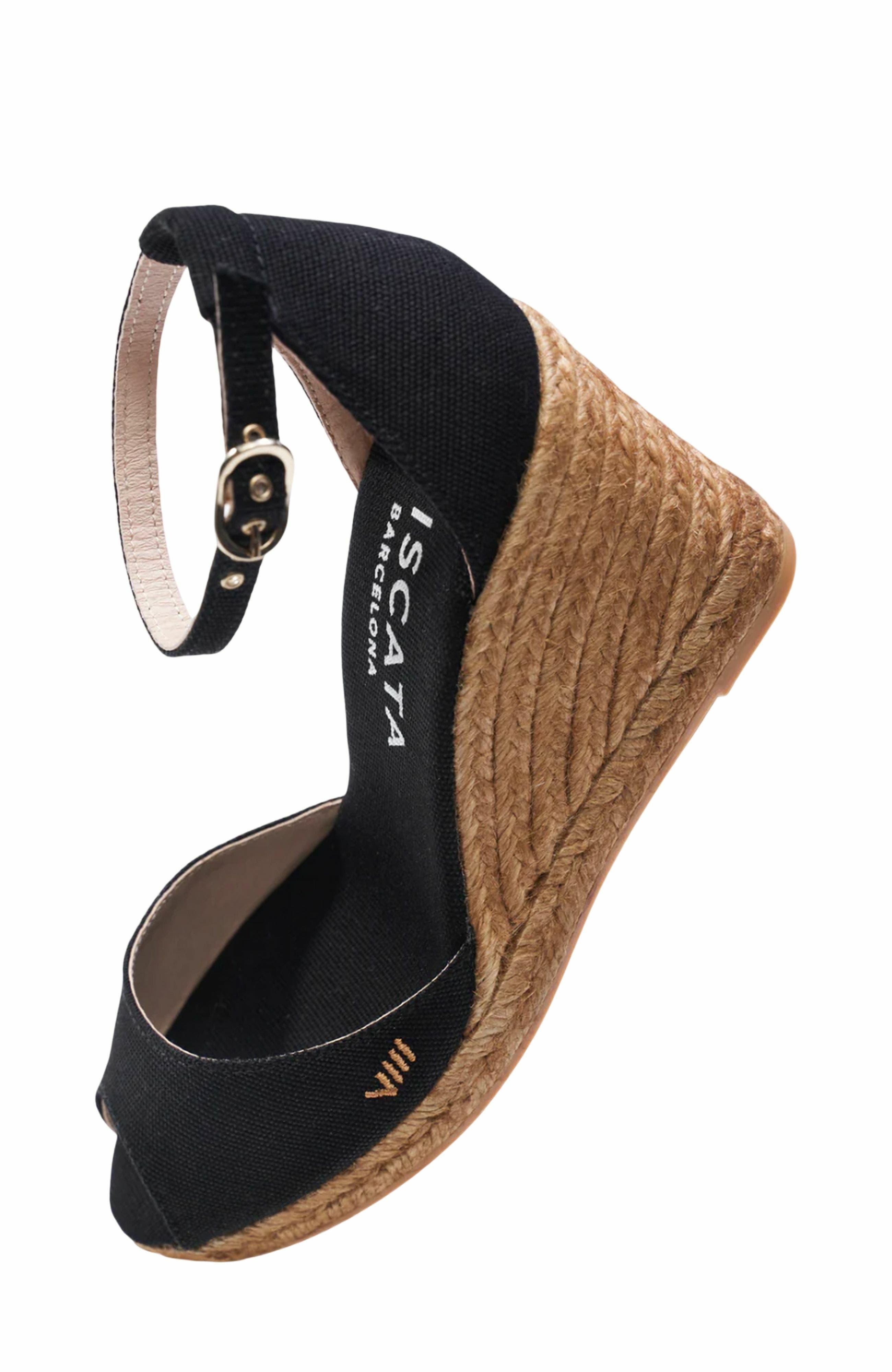 VISCATA Aiguafreda Canvas Espadrille Sandal Wedges, Alternate, color, Black