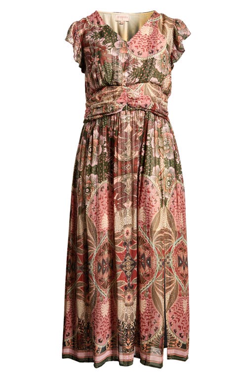 CIEBON CIEBON PRINT METALLIC MAXI DRESS