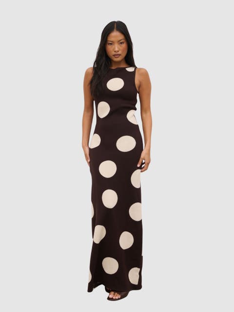 Sarover Polka Maxi Knit Dress